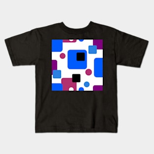 Retro Abstract Dream Space Magenta Blue Black on White Kids T-Shirt